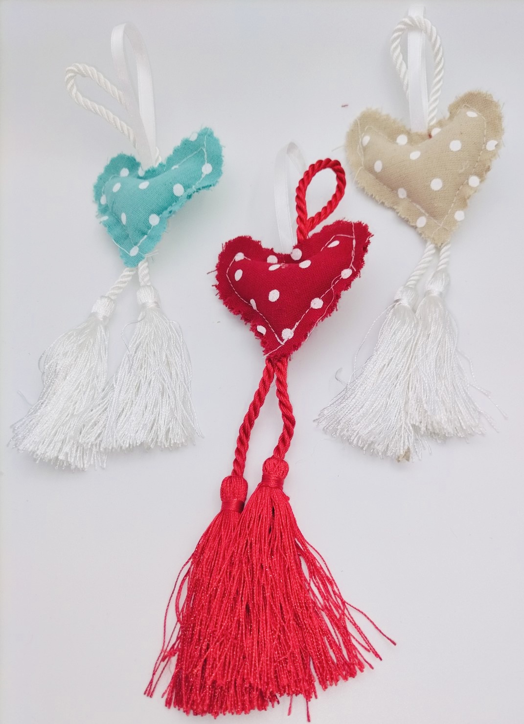 Lucky Charm 2025 Ribon Colored Heart With Colored Hanging Tessel